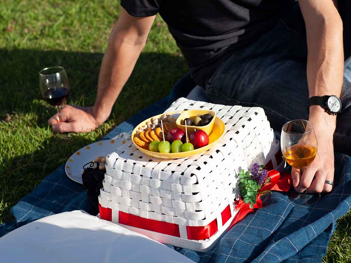 A plate of delicious fruit and cheese at the XLingual picnic