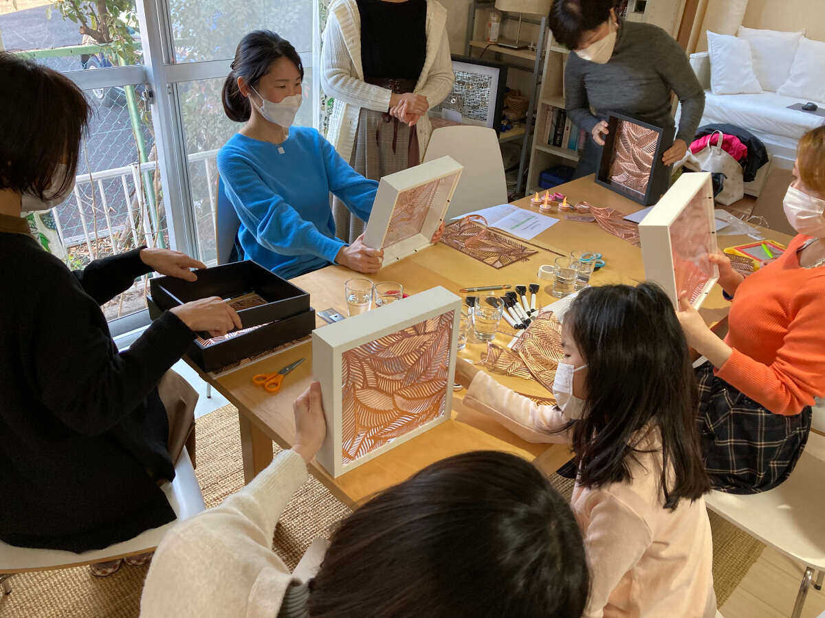 Students enjoy a student-led craft workshop in Nagakute