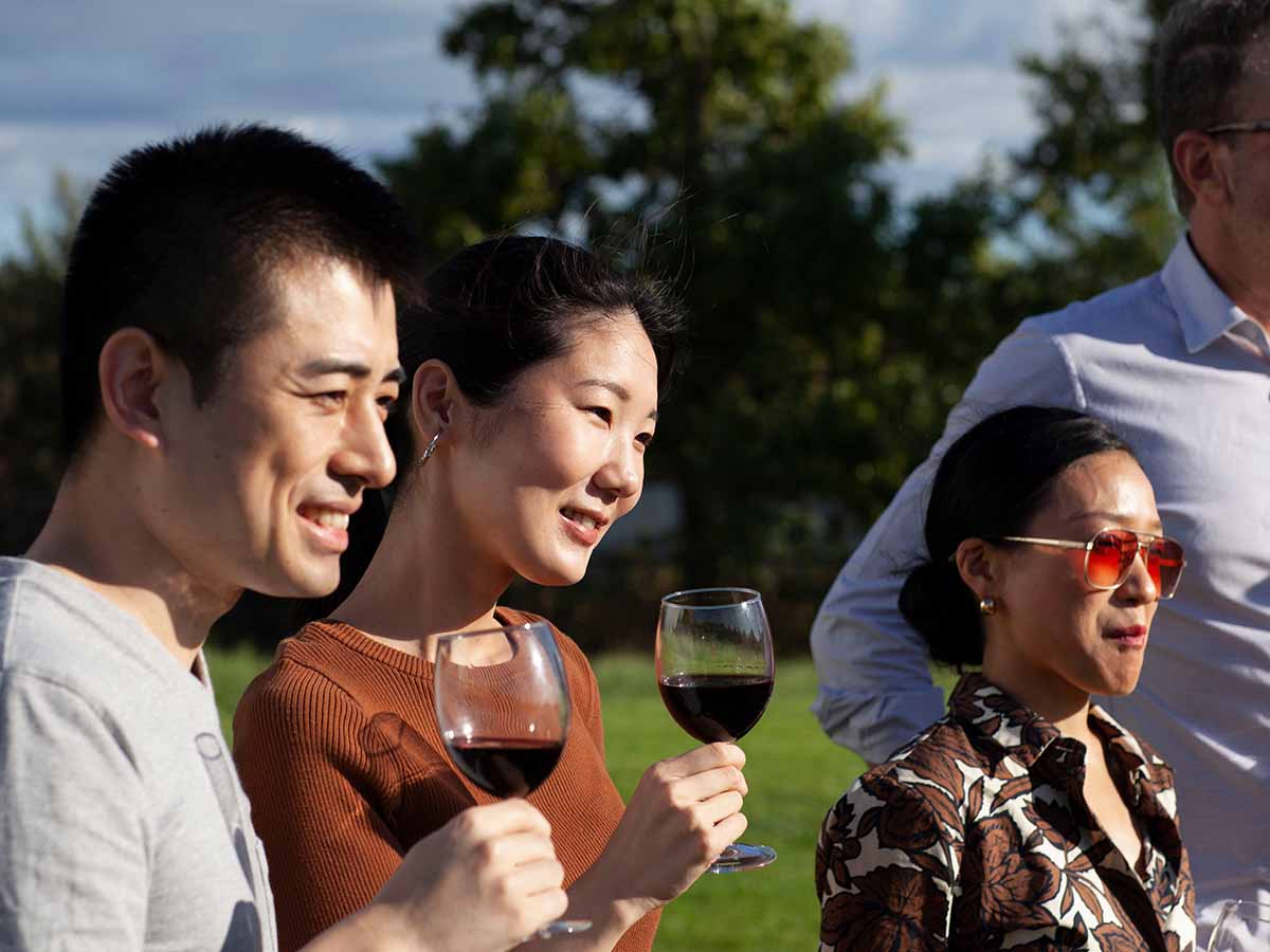 A beautiful day for a glass of wine in the park