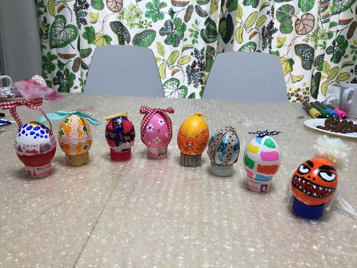 A beautiful array of finished Easter eggs
